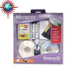 Memorex notebok essential kit - virgin cd dvd 4.7gb cd-r 80 min mouse cases cd-r bags for double layer bands and wipes
