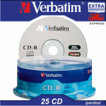 25 PCS VERBATIM CD-R 52X 80 MIN 700MB (EN CAKEBOX DE 25 PIÈCES) CD POUR AUDIO ET DONNÉES