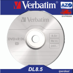 DVD + R VERBATIM 8X 8,5GB 240 MIN. AZO DUAL LAYER (IN CAKEBOX OF 50 PIECES) + BAGS, DVD DL DOUBLE LAYER FOR XBOX GAMES AND MOVIES