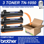3 PIECES LASER TONER CARTRIDGE, COMPATIBLE PRINTER BROTHER TN1000 / 1030/1050/1060/1070/1075 BLACK 1000 PAGES
