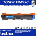 LASER TONER CARTRIDGE, COMPATIBLE PRINTER BROTHER TN225 / 245/255/265/285/296 CYAN 2200 PAGES