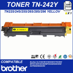 LASER TONER CARTRIDGE, COMPATIBLE PRINTER BROTHER TN225 / 245/255/265/285/296 YELLOW 2200 PAGES