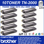 10 Toner Compatibile Brother Tn2000 Mfc7420 Mfc7820n Dcp7010l Dcp7020 Hl2030 2035