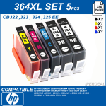 SET 5 INK-JET CARTRIDGES FOR HP CN684EE,CB323EE,CB324EE,CB325EE 7ml (INK-COLORS: BLACK YELLOW MAGENTA CYAN) FOR PRINTERS HP Photosmart Wireless Plus premium estation