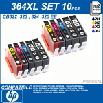SET 10 INK-JET CARTRIDGES  FOR HP CN684EE,CB323EE,CB324EE,CB325EE 7ml (INK-COLORS: BLACK YELLOW MAGENTA CYAN) FOR PRINTERS HP Photosmart Wireless Plus premium estation