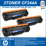 3 LASER CARTRIDGE  TONER, TIPE CF217A ,(COLOR BLACK) FOR PRINTERS HP Laserjet Pro M15w/M15a/MFP M28w/M28a