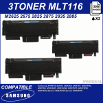 3 LASER TONER CARTRIDGES, MODEL MLT-D116L, (BLACK COLOR) FOR SAMSUNG SL-M2625 / 2625D / 2825DW / 2825WN PRINTER