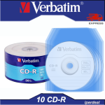 10 CD-R VERBATIM 52X 80 MIN 700MB AUDIO AND DATA CD WITH ENVELOPE CASES
