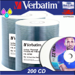 200 PCS VERBATIM CD-R 52X 80 MIN 700MB TERMAL PRINTABLE (IN CAKEBOX OF 100 PIECES) MEDIUM DISCS MEDICAL CDs THERMAL PRINT