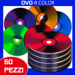 60 PCS DVD-R MEMOREX 16X 4,7GB 120 MIN. COOL COLORS (IN CAKEBOX OF 15 PIECES) DVD OF COLORED ASSORTED COLORS