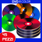 45 PCS DVD-R MEMOREX 16X 4,7GB 120 MIN. COOL COLORS (EN CAKEBOX DE 15 PIÈCES) DVD DE COULEURS ASSORTIES COLORIÉES