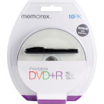 10 PCS DVD + R MEMOREX 16X 4,7GB 120 MIN. INK-JET PRINTABLE (IN CAKEBOX OF 10 PIECES) + DVD PRINTABLE MARKER