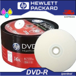DVD-R HP   16X 4,7GB 120 MIN. INK-JET PRINTABLE   ( IN CAKEBOX SPINDLE DA 50 PEZZI )  DVD STAMPABILI CON STAMPANTE A GETTO DI INCHIOSTRO 