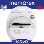 DVD+R MEMOREX 16X 4,7GB 120 MIN. INK-JET PRINTABLE ( IN CAKEBOX DA 10 PEZZI ) + PENNARELLO  DVD STAMPABILI