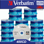400 PCS VERBATIM CD-R 52X 80 MIN 700MB (IN CAKEBOX OF 25 PIECES) CD FOR AUDIO AND DATA
