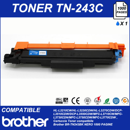 Brother TN243 Noir, toner compatible TN243BK (1 000 pages) pour