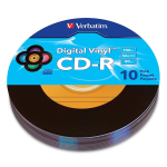 10 PZ CD-R VERBATIM DIGITAL VINYL 52X 80 MIN  700MB ( IN CAKEBOX DA 10 PEZZI ) VINILE AUDIO DATI