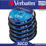 50 PZ CD-R VERBATIM  52X 80 MIN  700MB EXTRA PROTECTION   ( IN CAKEBOX  DA 10 PEZZI )  CD AUDIO / DATI 