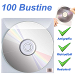 100 BUSTINE CUSTODIE PER CD DVD E BLU RAY CON ALETTA DI CHIUSURA COVER DI PROTEZIONE ANTIGRAFFIO
