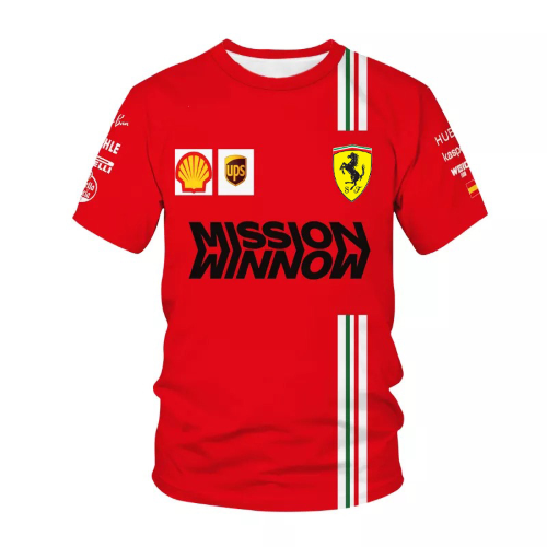Maglia Ferrari Mission , replica maglietta scuderia Ferrari Formula uno con sponsor 