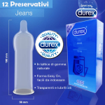Durex Jeans 12 Profilattici Preservativi lubrificati in lattice forma Easy-on