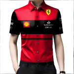 Camicia Uomo maniche corte stampata a sublimazione in desig Ferrari F1-75 Team 2022