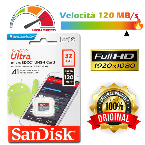 32GB MICRO SD HC XCI A1 SANDISK 32 GB SANDISK ULTRA SPEED 120 MB/s