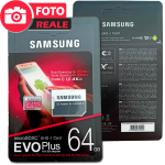 MICRO SD MEMORY CARD SAMSUNG EVO MICROSD 64GB CON ADATTATORE SD PER FOTOCAMERE E CELLULARE