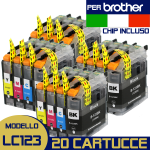20 Cartucce Compatibili Brother LC123XL DCP J132W J152W J172W MFC J245 J4410DW