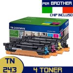 SET 4 TONER CARTRIDGES COMPATIBLE WITH BROTHER PRINTER, BLACK, MAGENTA, CYAN, YELLOW TN243 1000 PAGES