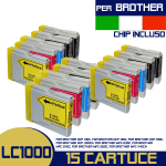 15 CARTUCCE COMPATIBILI PER BROTHER LC-970 DCP 130C 135C 150C 330C LC 970 LC1000
